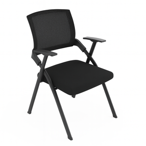 Black Folding Conference Chair, Set of 4 Stackable Corporate Training Seating, Ergonomic Minimalist Foldable Chair-Sona Casa