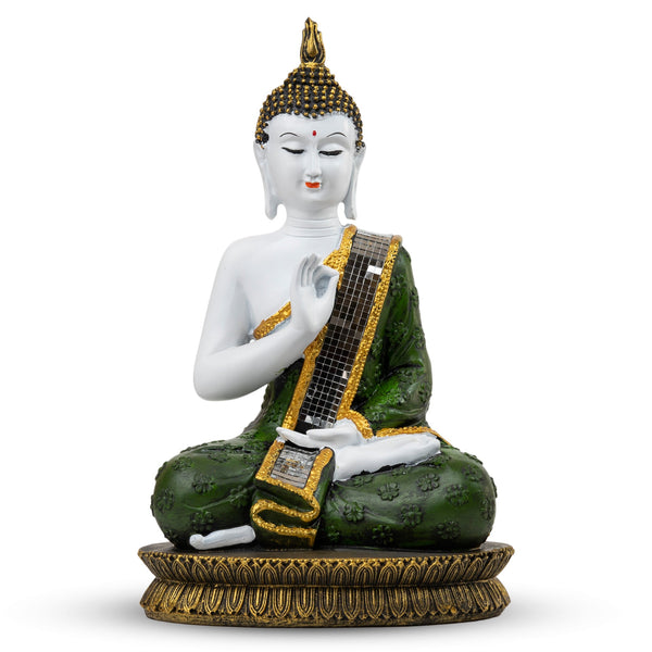 Indoor Peaceful Buddha Statue in White and Green by Accent Collection Home Decor