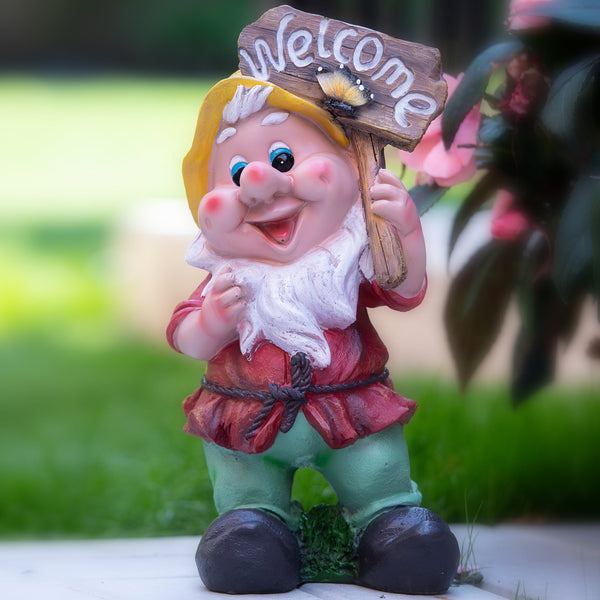 Welcoming Gnome Statue in Vibrant Colors, Weather-Resistant Garden Fairy Decor, Perfect for Front Door & Outdoor Ambiance by Accent Collection