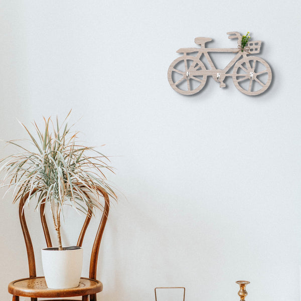 Farmhouse Brown Wooden Cycle Key Holder - Wall Mount Entryway Organizer With 3 Decorative Hooks by Accent Collection