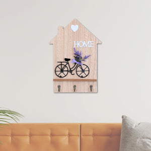 Brown Wooden Cycle Design Key Holder - Wall Mount with 3 Decorative Hooks for Keys and Jewelry, Farmhouse Entryway Organizer by Accent Collection