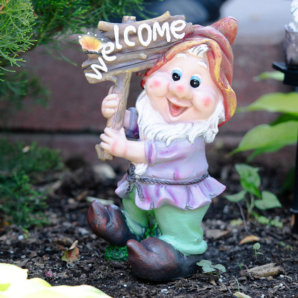 Weatherproof Gnome Welcome Statue, Garden Fairy Charm For Outdoor Grace by Accent Collection