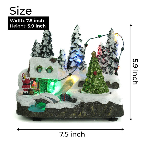 Animated Christmas Village Ornament with Rotating Tree, Music and LED Lights by Accent Collection Home Decor