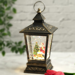 Christmas Snow Globe Lantern with Lights and Music, Santa with Christmas Tree, and Fake Snow - Great for Decoration and as a Gift by Accent Collection