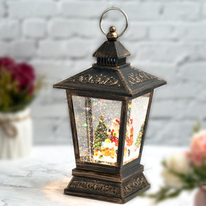 Christmas Snow Globe Lantern with Lights and Music, Santa with Christmas Tree, and Fake Snow - Great for Decoration and as a Gift by Accent Collection