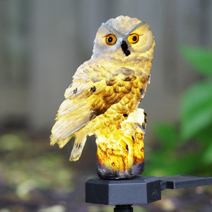 Magical White Owl Solar Statue With Black Stick - Outdoor Garden Decor & Bird Deterrent by Sona Casa