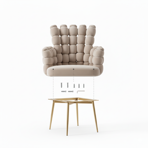 Set of 2 Modern Beige Upholstered Accent Chairs with Elegant Gold Metal Frames, Stylish & Comfortable Seating, Home Office Decor-Sona Casa