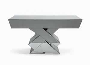 Large Mirror Glass Console Table Grey, Elegant Modern Decor for Entryway, Living Room & Office-Sona Casa