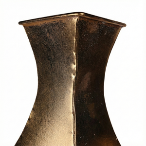 Modern Decorative Metal Tall Vase, Rustic Weathered Finish, Handmade Gold Living Room Decor, 35" Pots for Pampas Grass-Sona Casa