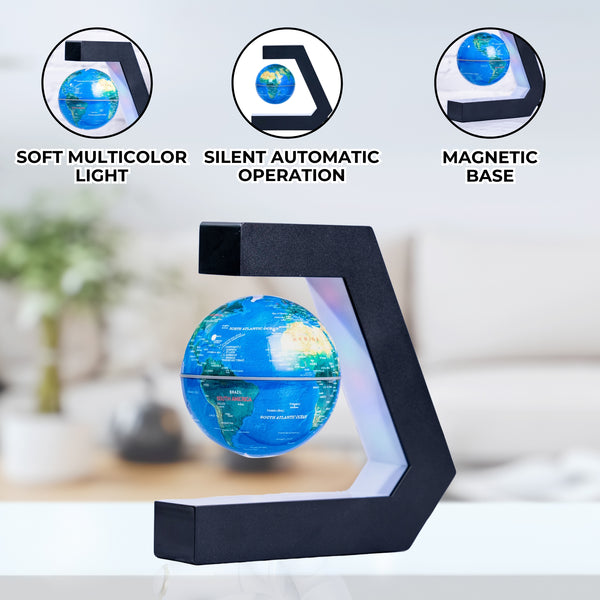 Magnetic Levitating Globe Lamp, LED Light, 7" Silent Floating Earth