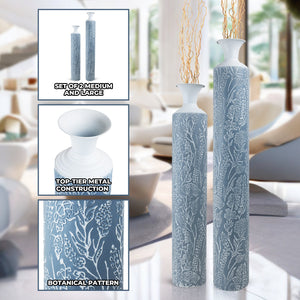Luxury Metal Tall Vases, Large Floor Vase Set of 2, 32" and 40" Living Room, Home, Office Decor-Sona Casa