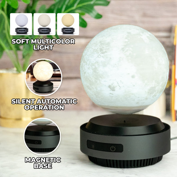 Levitating Moon Lamp, 8" Silent Wireless Floating Desk Decor