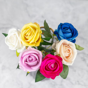 Elegant Boho Table Decor Faux Rose Bouquet - Real Looking Plastic Roses With Long Stems For Centerpieces by Sona Casa