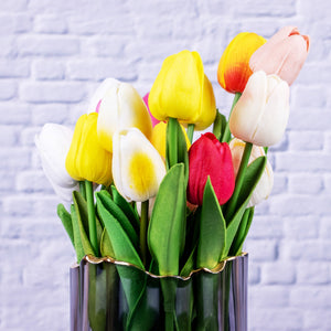 Summer Spring Radiance Tulip Bouquet - Multicolor Real Touch Faux Flowers by Accent Collection