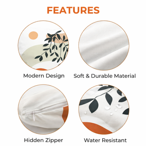 Modern Minimalist Square Cushion Cover, 17 x 17 Inch Bohemian Farmhouse Decorative Pillowcase for Bedroom Living Room by Sona Casa