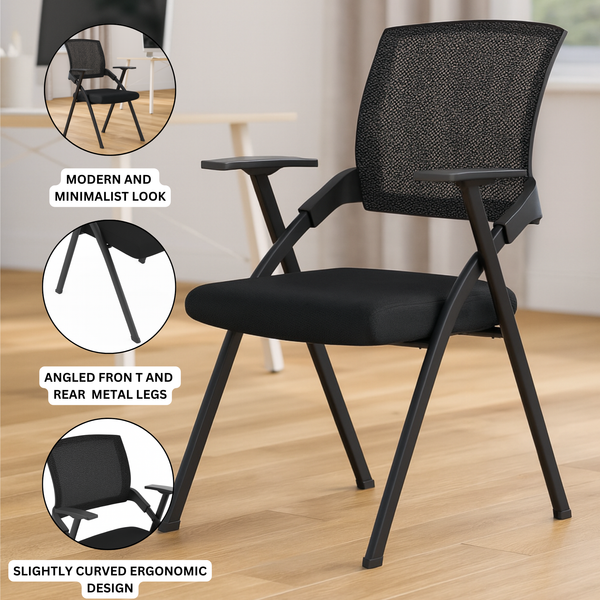 Corporate Training or Conference Chair, Black, Folding-Sona Casa
