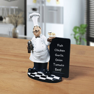 Polyresin Chef Statue with Writable Black Board Menu, Kitchen Interior Decoration, Unique Gift Idea 9 inch 23 cm