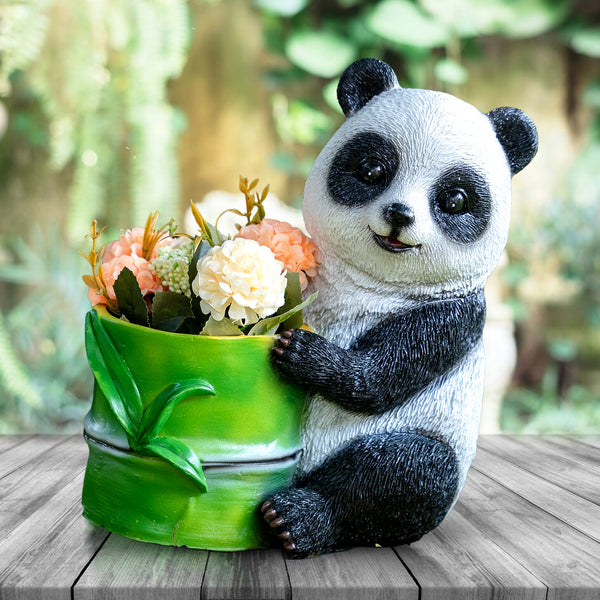 Panda Bear Planter - Unique Indoor/Outdoor White & Green Succulent & Herb Pot, Perfect Panda Decor & Gift