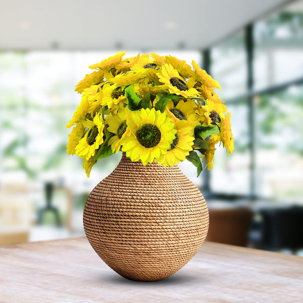 Summer Autumn Elegance: High Quality Artificial Sunflower Bouquet, Vibrant Yellow Faux Flowers, 18 flowers by Accent Collection