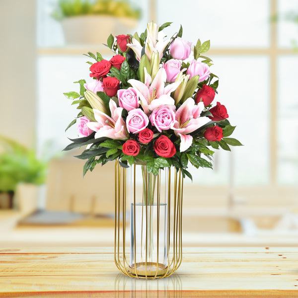Gold Hydroponic Vase, 11" Modern Pot, Bud, Propagation Tube Planter by Sona Casa