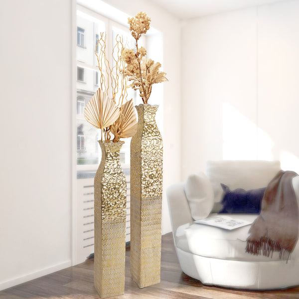 Tall Metal Vases, Extra Large Decorative Floor Vase, 42" Large Flower Pots for Pampas Grass, Home Living Room Decor-Sona Casa