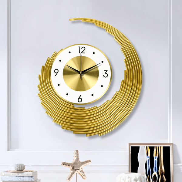 Large Gold Wall Clock 23" Metal Silent Analog Clock Home Decor