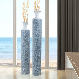 Luxury Metal Tall Vases, Large Floor Vase Set of 2, 32" and 40" Living Room, Home, Office Decor-Sona Casa