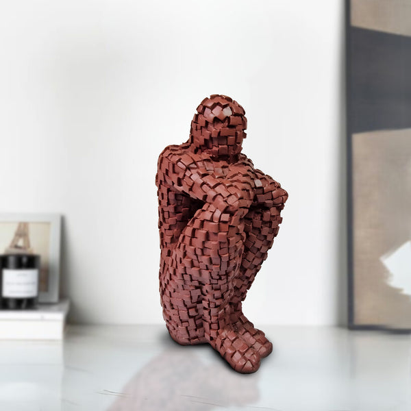 Small Abstract Thinker Statue, Dark Red Home Decor, Bookshelf Decor, Gift for Teachers 8 inch 20 cm | Home Decor