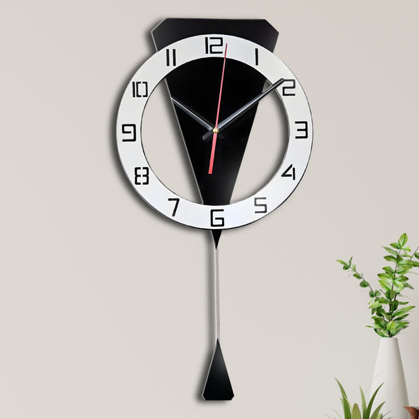 Black Triangle Luxury Modern Wall Clock, Silent Acrylic Decor For Living Room, Office, Bedroom