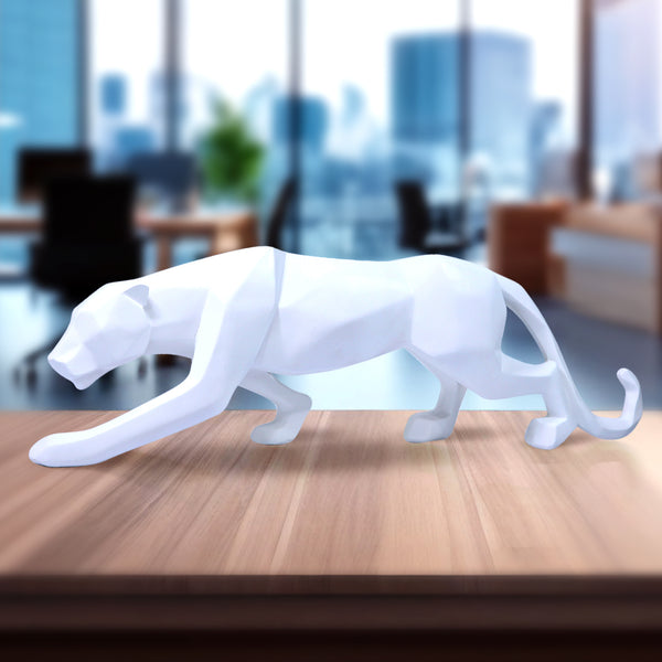 White Panther Statue, Unique Home Decor, Minimalist Decor for Living Room 18 inch 46 cm Wide