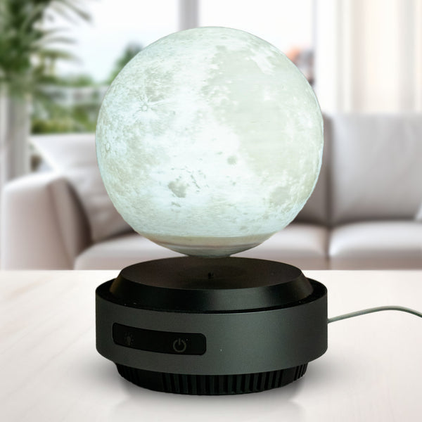 Levitating Moon Lamp, 8" Silent Wireless Floating Desk Decor