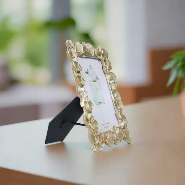 5x7 inch Photo Frame, 3D Golden Ginkgo Leaves Picture Frame Border, Handmade Decorative Frame 9 inch 23 cm