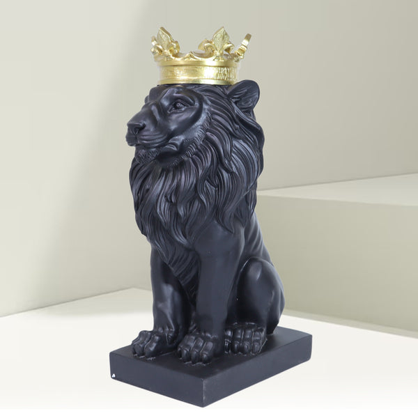 Lion Statuary, Lion King with Golden Crown, Center Table Decor for Home or Office, 36 cm, 24 inch, Thoughtful Gift
