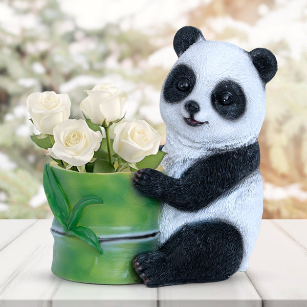 Panda Bear Planter - Unique Indoor/Outdoor White & Green Succulent & Herb Pot, Perfect Panda Decor & Gift