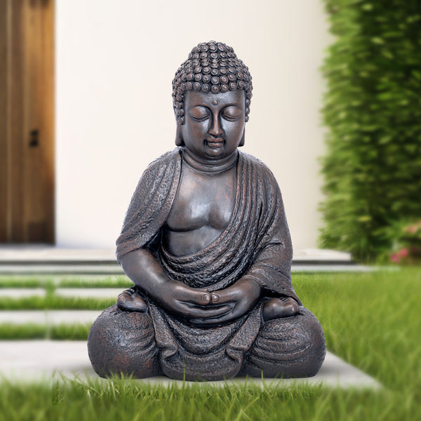 Tall Buddha Meditation Statue, 24" Indoor Outdoor Sculpture, Garden Decor