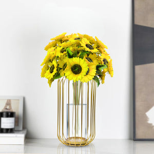 Gold Hydroponic Vase, 11" Modern Pot, Bud, Propagation Tube Planter by Sona Casa