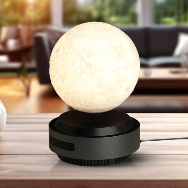 Levitating Moon Lamp, 8" Silent Wireless Floating Desk Decor