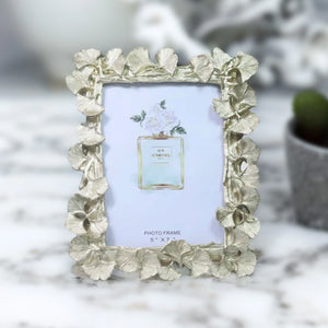 5x7 inch Photo Frame, 3D Golden Ginkgo Leaves Picture Frame Border, Handmade Decorative Frame 9 inch 23 cm