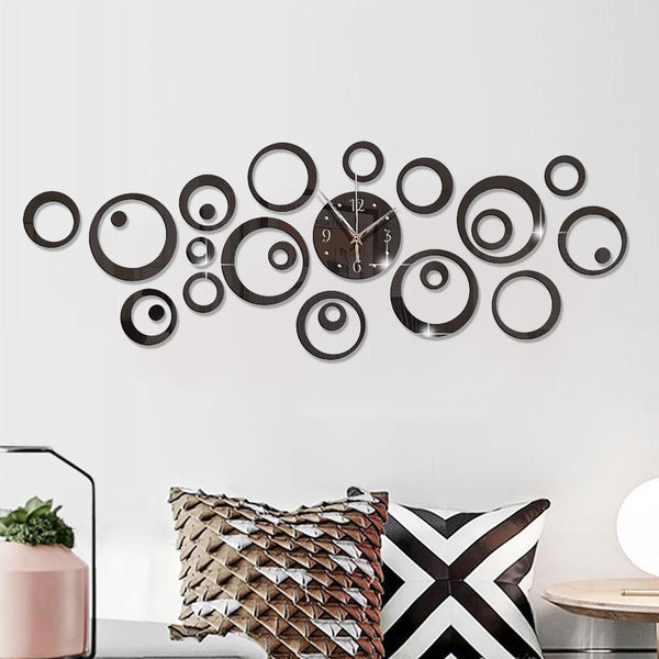 Luxury Black 3D Acrylic Silent Round Wall Clock - Minimalist Office & Living Room Decor by Accent Collection