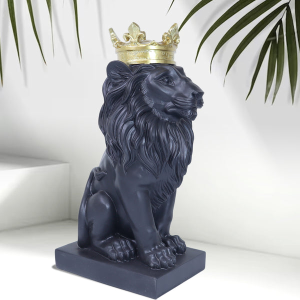 Lion Statuary, Lion King with Golden Crown, Center Table Decor for Home or Office, 36 cm, 24 inch, Thoughtful Gift