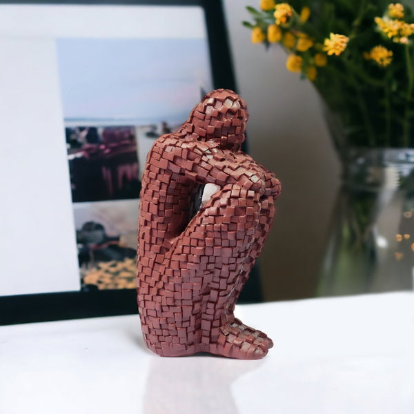 Small Abstract Thinker Statue, Dark Red Home Decor, Bookshelf Decor, Gift for Teachers 8 inch 20 cm | Home Decor