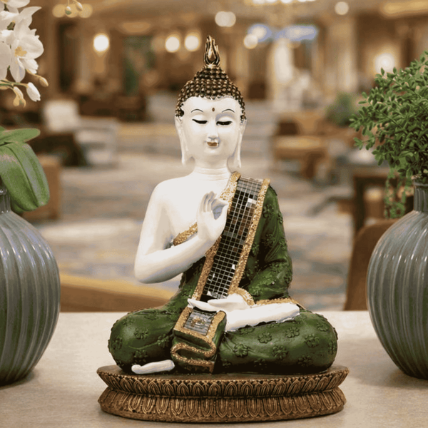 Seated Prayer Buddha Statue, 11" Figurine Home Decor Ornament. Buddhism Gifts, Altar Prayer Room Pooja Temple Decorations