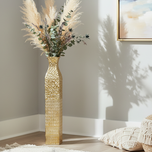 Tall Metal Vases, Extra Large Decorative Floor Vase Set, 35" Large Flower Pots for Pampas Grass, Home Living Room Decor-Sona Casa