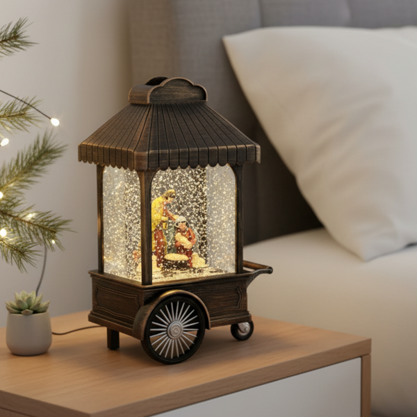 Christmas Nativity Snow Globe, Holy Family Xmas Table Ornament, USB or Battery Operated with Music, Snow Flake, Lights, Decor Gift-Sona Casa