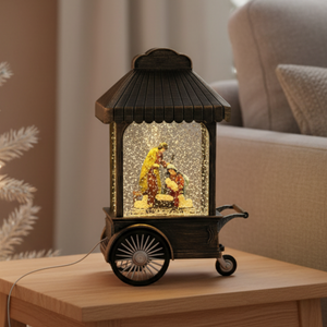 Christmas Nativity Snow Globe, Holy Family Xmas Table Ornament, USB or Battery Operated with Music, Snow Flake, Lights, Decor Gift-Sona Casa