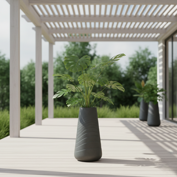 Modern Tall Black Indoor Self Watering Decorative Plant Pot, 33 in Contemporary Flower Pot Home, Office, Garden Decoration, Gift-Sona Casa