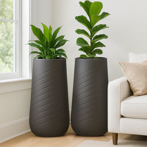 Set of 2 Modern Tall Indoor Self Watering Decorative Plant Pot, 33 in Contemporary Flower Pot Home, Office, Garden Decoration, Gift-Sona Casa