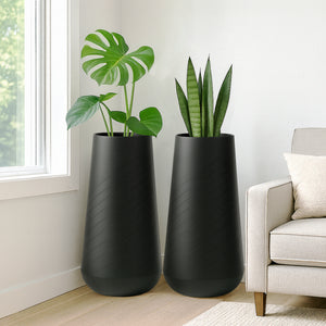 Set of 2 Contemporary Decorative Self Watering Pot, Modern Tall Indoor Planter, 33 in Home, Office, Garden Decoration, Gift-Sona Casa