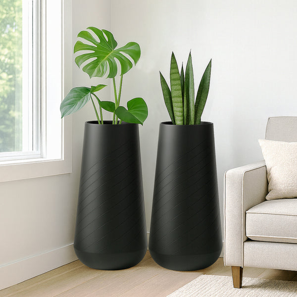 Set of 2 Contemporary Decorative Self Watering Pot, Modern Tall Indoor Planter, 33 in Home, Office, Garden Decoration, Gift-Sona Casa