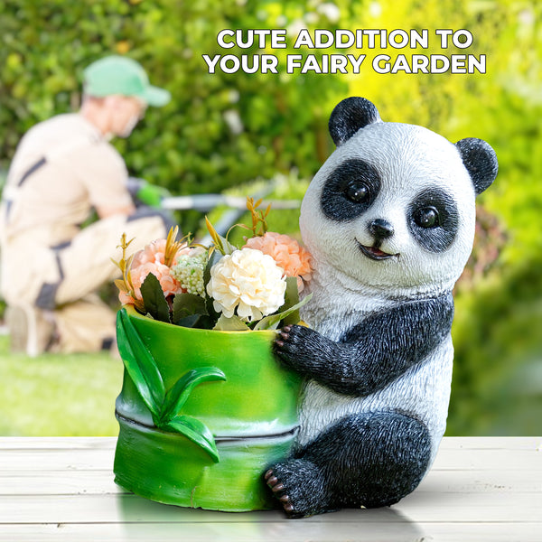 Panda Bear Planter - Unique Indoor/Outdoor White & Green Succulent & Herb Pot, Perfect Panda Decor & Gift